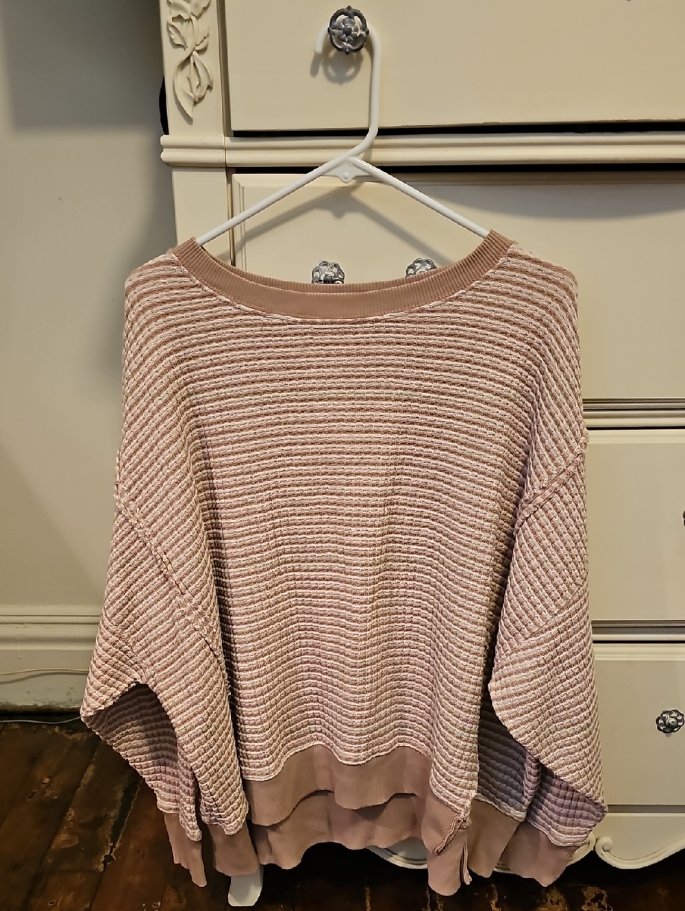 American Eagle Big Hug Wafflw Crew Neck - Blush